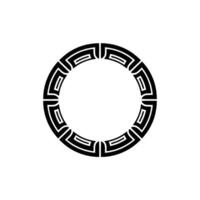 Greek Key Circle Frame - Minimalist Geometric on White. vector