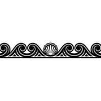 Elegant Black White Wave Border with Seashell. vector