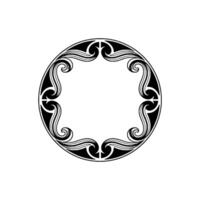 Art Nouveau Circular Frame in Black White, Decorative Element. vector