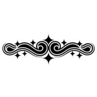 Black Swirls and Stars Decorative Element on White. vector