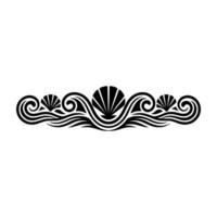 Elegant Sea Shell and Wave Border , Black on White, Decorative Art. vector