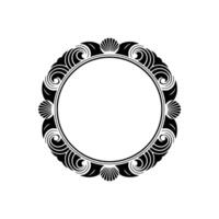Elegant Circular Frame with Sea Shell and Swirl Ornament. vector