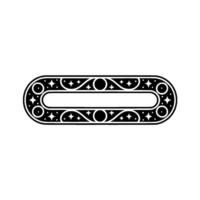 Elegant Art Deco Oval Frame with Starry Decorations on White Background. vector