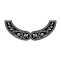 Elegant Black and White Floral Crest on White Background. vector