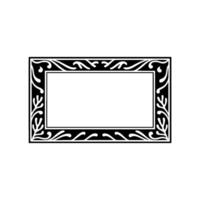 Elegant Black White Floral Frame Template on White Background. vector