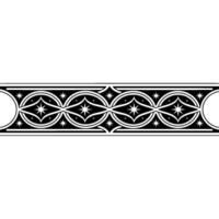 Elegant Black White Patterned Border with Star and Floral Motifs. vector