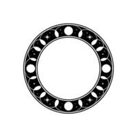 Celestial Circle Frame, Crescent Moon Stars, Minimalist. vector
