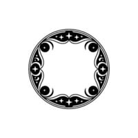 Elegant Decorative Round Frame with Stars and Floral Elements. vector