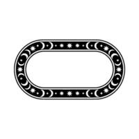 Celestial Oval Frame Black and White Decorative Element. vector