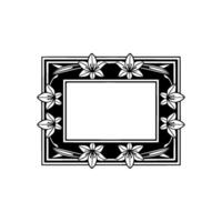 Elegant Black and White Floral Frame for Invitations, Templates. vector