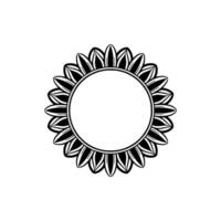 Elegant Floral Circle Frame, Black and White Illustration. vector