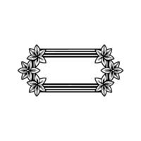 Floral Frame with Black Stripes - Elegant. vector