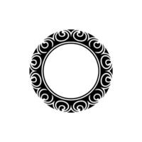 Minimalist Swirl Ornament Circle , Black White on White Background. vector