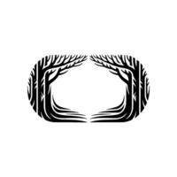Stylized Forest Frame , Minimalist Black White. vector