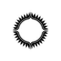 Elegant Black White Floral Circular Frame for Elements. vector