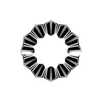 Geometric Black and White Floral Mandala on White Background. vector