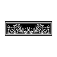 Ornamental Sea Life Coral, Waves, Swirls, Black White. vector