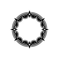Circular Decorative Black and White Border on Light Gray Background. vector