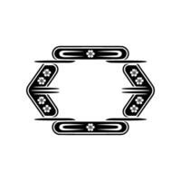 Geometric Floral Frame in Black and White. vector