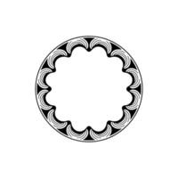 Elegant Black White Circular Decorative Border, Minimalist Element. vector