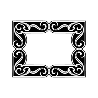 Ornate Black Frame with Swirls Leaves on White Background.