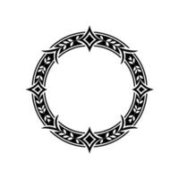 Ornate Black and White Circular Frame with Leaf Motifs. vector