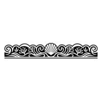 Black White Sea Border with Shell, Waves, and Coral. vector