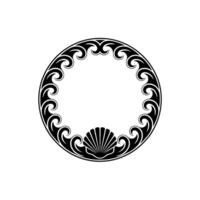 Elegant Circle Frame with Seashell Accent - Illustration. vector