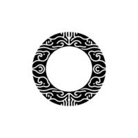 Black White Decorative Ring Element on Folded Paper. vector