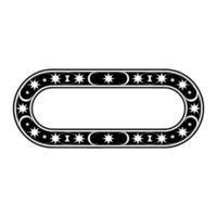 Celestial Oval Frame Stars, Crescent Moons, and Geometric. vector
