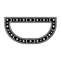 Crescent Moon and Star Frame, Celestial. vector
