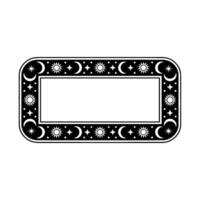 Celestial Frame Sun, Moon, Stars, Geometric , Text Space. vector