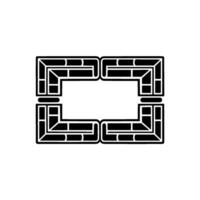Art Deco Frame, Black White Geometric on White Background. vector