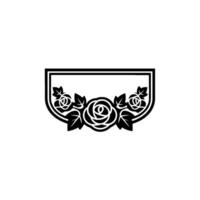 Elegant Rose Crest Silhouette , Black and White, Minimalist Style. vector