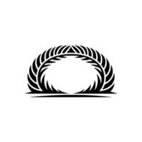 Black White Botanical Frame , Minimalist. vector