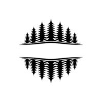 Forest Silhouette Reflection Template, Minimalist Pine Trees. vector