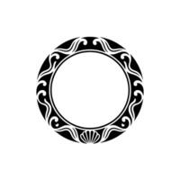 Elegant Black Circular Frame with Floral Pattern on White Background. vector