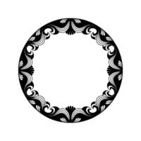 Elegant Black Circle Frame with Floral Ornament. vector