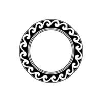 Black White Circular Frame Decorative Scroll Pattern on White Background. vector