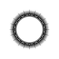 Ornate Black Circle Frame with Stars Moons on Light Background. vector
