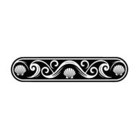 Nautical Border with Shells and Waves, Black and White. vector