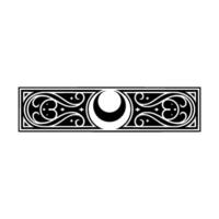 Elegant Ornamental Black White Border with Crescent Moon. vector