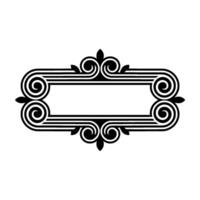 Elegant Art Deco Frame with Swirls and Leaves, Black and White. vector