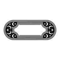 Celestial Label Template Black and White Ornament. vector