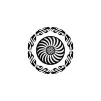 Abstract Spiral Circle in Black White, Minimalist, Geometric. vector