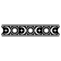 Celestial Border Element Moons and Stars, Black White, Simple. vector