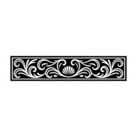 Elegant Black and White Scrollwork Border with Shell Motif. vector