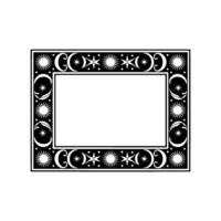 Decorative Black White Frame with Celestial Motifs. vector