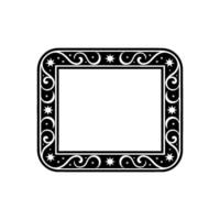 Elegant Black Silver Frame with Star Swirl Motif. vector