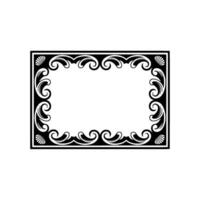 Elegant Black White Frame with Swirls and Shells on a Light Background. vector